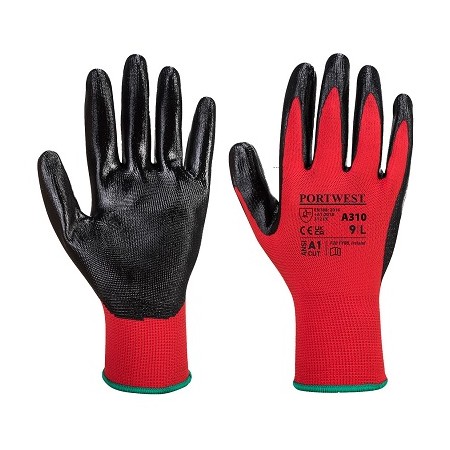A310 - Guanti in Nitrile Flexo Grip Rosso/Nero - 9