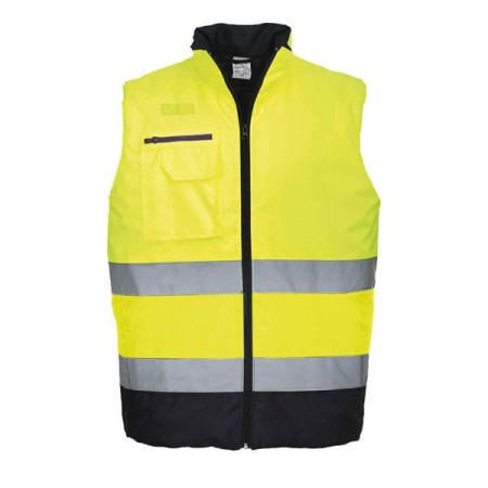 S267 - Gilet imbottito bicolore Hi-Vis Giallo/Navy - XXXL