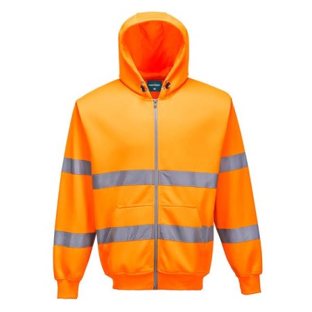 B305 - FELPA CON CAPPUCCIO E ZIP INTERA HI-VIS PORTWEST L - ARANCIONE
