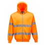 B305 - FELPA CON CAPPUCCIO E ZIP INTERA HI-VIS PORTWEST XXL - ARANCIONE