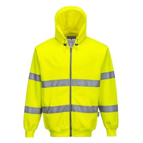 B305 - FELPA CON CAPPUCCIO E ZIP INTERA HI-VIS PORTWEST S - GIALLO