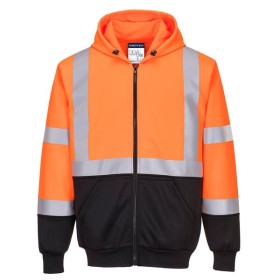 B315 - Felpa Bicolore con cappuccio Hi-Vis - Arancione/Nero - XL