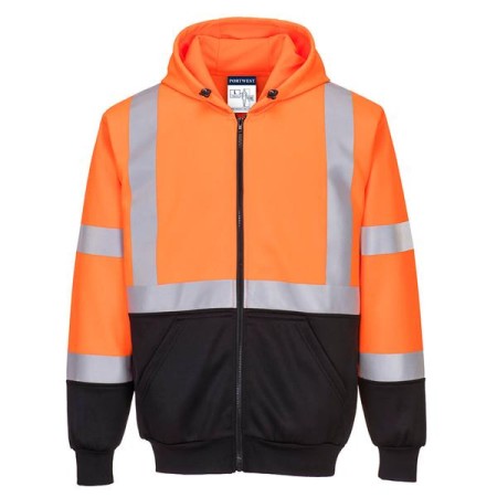 B315 - Felpa Bicolore con cappuccio Hi-Vis - Arancione/Nero - XXL