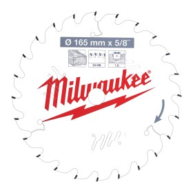 LAMA CIRCOLARE MILWAUKEE Diam./Foro mm 165/15,87 Z24