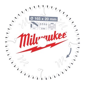 LAMA CIRCOLARE MILWAUKEE Diam./Foro mm 165/20 Z52 neg.