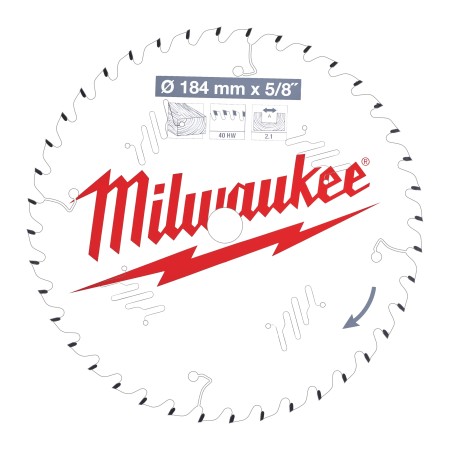 LAMA CIRCOLARE MILWAUKEE Diam./Foro mm 184/15,87/5/8 Z40