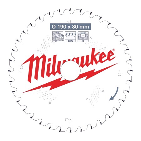 LAMA CIRCOLARE MILWAUKEE Diam./Foro mm 190/30 Z36