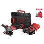 M18 FSAG125XBMC-502X – MILWAUKEE M18 FSAG125XB + TORCIA M18 ALIS E GILET, 2 BATTERIE 18V 5 AH, CARICABATTERIE