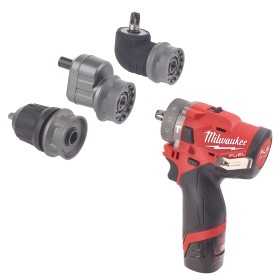 M12 FPDXKIT-202X - TRAPANO COMPATTO A PERCUSSIONE MILWAUKEE 12 VOLT 2,0 AH TECNOLOGIA FUEL VALIGETTA HEAVYDUTY CON 3 MANDRINI I