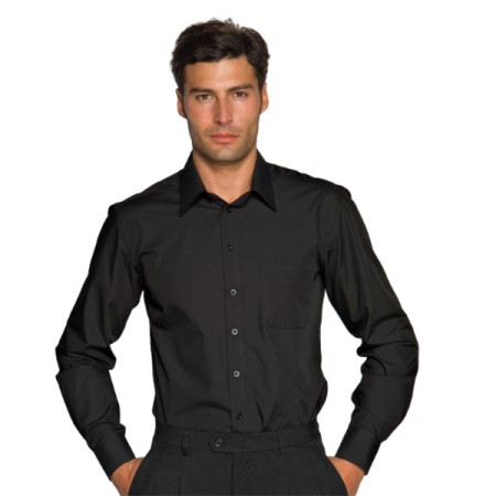 CAMICIA ISACCO UOMO CARTAGENA SLIM 65% POLYESTER  35% COTONE - NERO