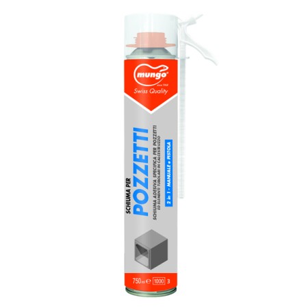 SCHIUMA POLIURETANICA MUNGO SPECIFICA PER INCOLLAGGIO DI CARTONGESSO, FIBROGESSO E FIBROCEMENTO - SCHIUMA POZZETTI - 2IN1 - UTI