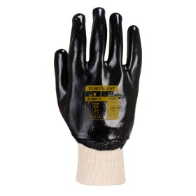 A400 - Guanti PVC con polsino a maglia elasticizzato Nero - L