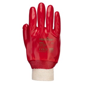 A400 - Guanti PVC con polsino a maglia elasticizzato Rosso - L