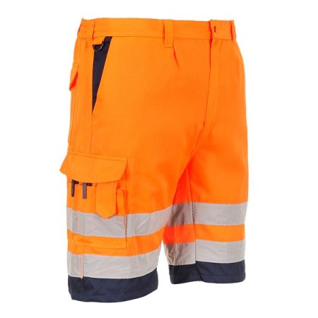 E043 - Bermuda Poliestere-cotone Hi-Vis Arancione/Navy - M
