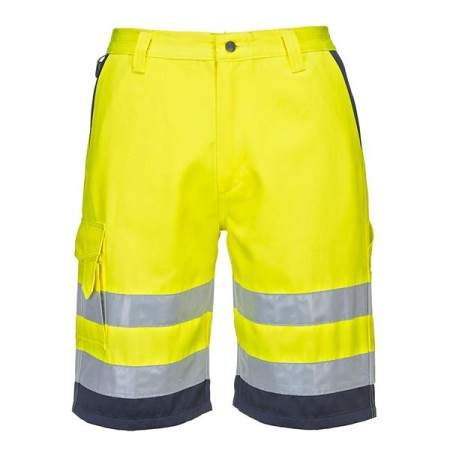 E043 - Bermuda Poliestere-cotone Hi-Vis Giallo/Navy - M