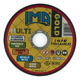 DISCHI TAGLIO GOLD MULTI IMA 115X1,6X22 FERRO ALLUMINIO PIASTRELLE PLASTICA METALLO LEGNO