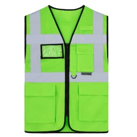 GILET EXECUTIVE MULTITASCHE HV KORNTEX MEZZA RETE CON CHIUSURA CERNIERA - LIME