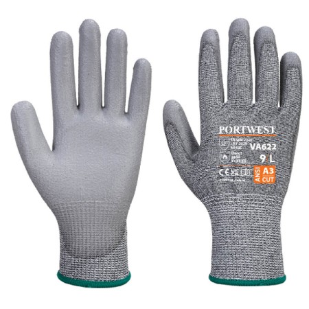VA622 - GUANTO ANTI TAGLIO PORTWEST MR CON PALMO IN PU PER DISTRIBUTORI AUTOMATICI - GRIGIO