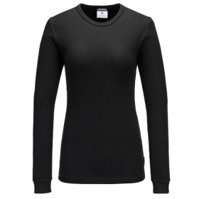 B126 - T-SHIRT TERMICA PORTWEST DA DONNA A MANICHE LUNGHE L - NERO
