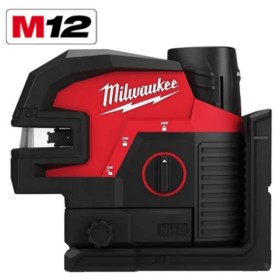 M12 CLL4P-301C - LASER VERDE A DUE LINEE MILWAUKEE CON 4 PUNTI PIOMBO 3.0AH