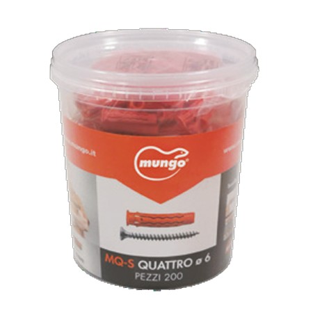 TASSELLO MUNGO UNIVERSALE IN NYLON CON VITE TRUCIOLARE T.S.P. POZI - MQ-S Quattro® 6 - 6x30 mm - Vite 4,5x40 mm - SECCHIO