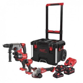 KITTONE M18 FUEL TRAPANO E AVV IMPULSI 1/4 HEX E TASSELLATORE E SMERIGLIATRICE FPD3 + FID3 + FHX + FSAG125XB MILWAUKEE