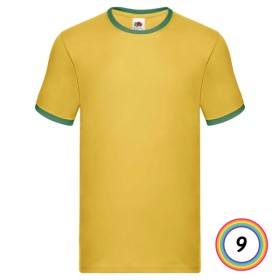 T-SHIRT FRUIT OF THE LOOM MANICA CORTA SET-IN VALUEWEIGHT RINGER T - 9 COLORI