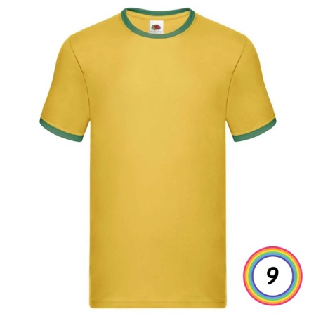 T-SHIRT FRUIT OF THE LOOM MANICA CORTA SET-IN VALUEWEIGHT RINGER T - 9 COLORI