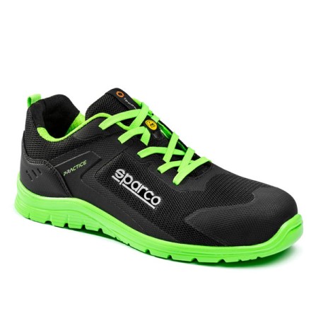 SPARCO - PRACTICE ADVANCED RINUS - CALZATURA DI SICUREZZA BASSA ESD S1PS SR FO SC BTB0047B0K15 - NERO/VERDE FLUO