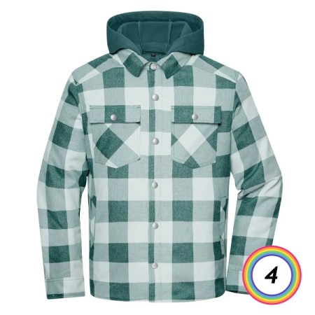 DAIBER - WORKWEAR CHECK JACKET - GIACCA A CAMICIA POCO IMBOTTITA CON CAPPUCCIO JN1872