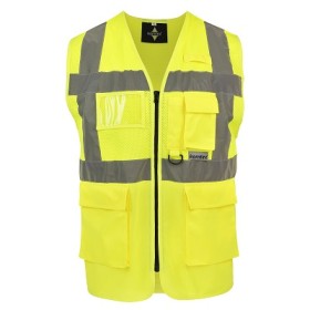 GILET EXECUTIVE MULTITASCHE HV KORNTEX MEZZA RETE CON CHIUSURA CERNIERA - GIALLO