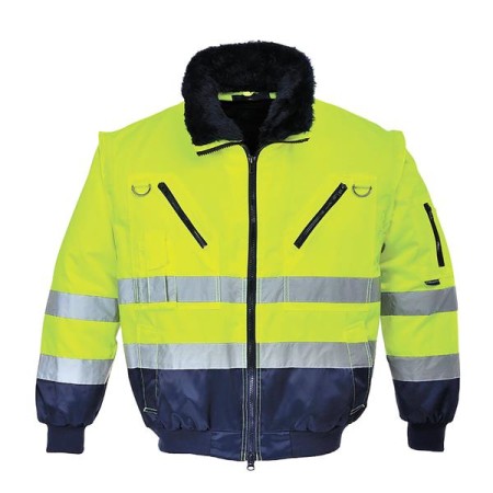 PJ50 - GIACCA PORTWEST PILOT HI-VIS 3 IN-1 L - GIALLO/NAVY
